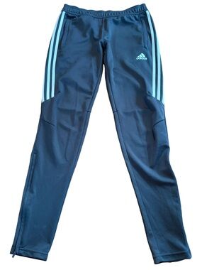 Adidas Climacool Track Pants Charcoal Gray White Zip Ankle Athletic Joggers S